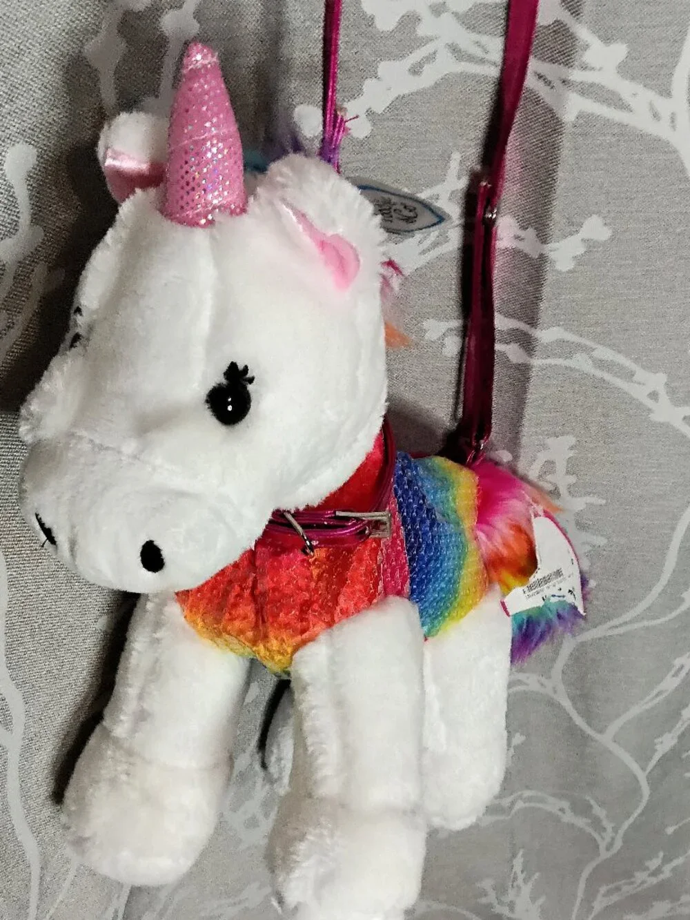 Magical Rainbow Sequin Plush Unicorn Shoulder Bag Purse - Sparkly & Soft! - Picture 3 of 7